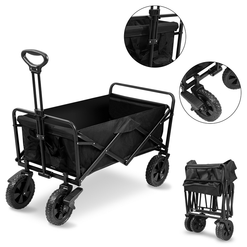 Carro de transporte carro peatonal carro de jardín carro de herramientas carro de mano negro