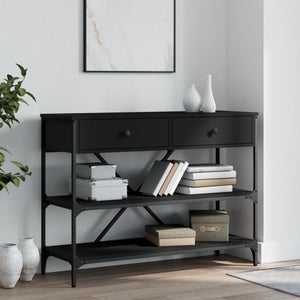 Table Console Moderne en Bois avec 1 Tiroir et 2 Étagères Ouvertes