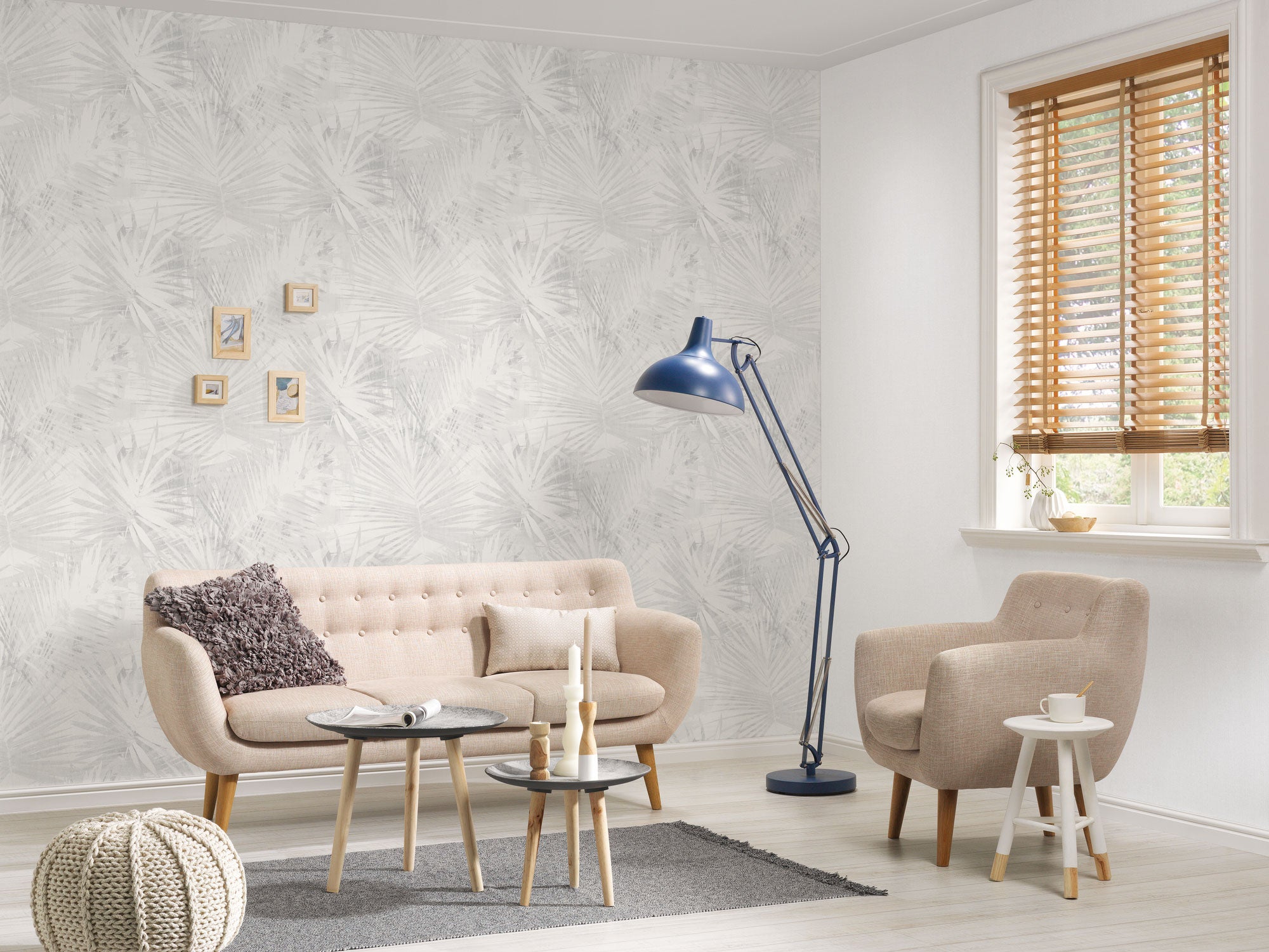 Papel de parede verde Decoração de interiores simplistica Papel de parede com palmeiras 1 rolo = 5,33m² - 4