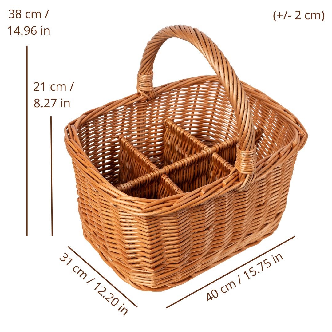 Creative Home Panier à Bouteilles en Osier | 6 compartiments | 40 x 31 x 38 cm (+/- 2 cm) | Sac à Bouteilles | Tissé à la main | Sac de Transport - 8
