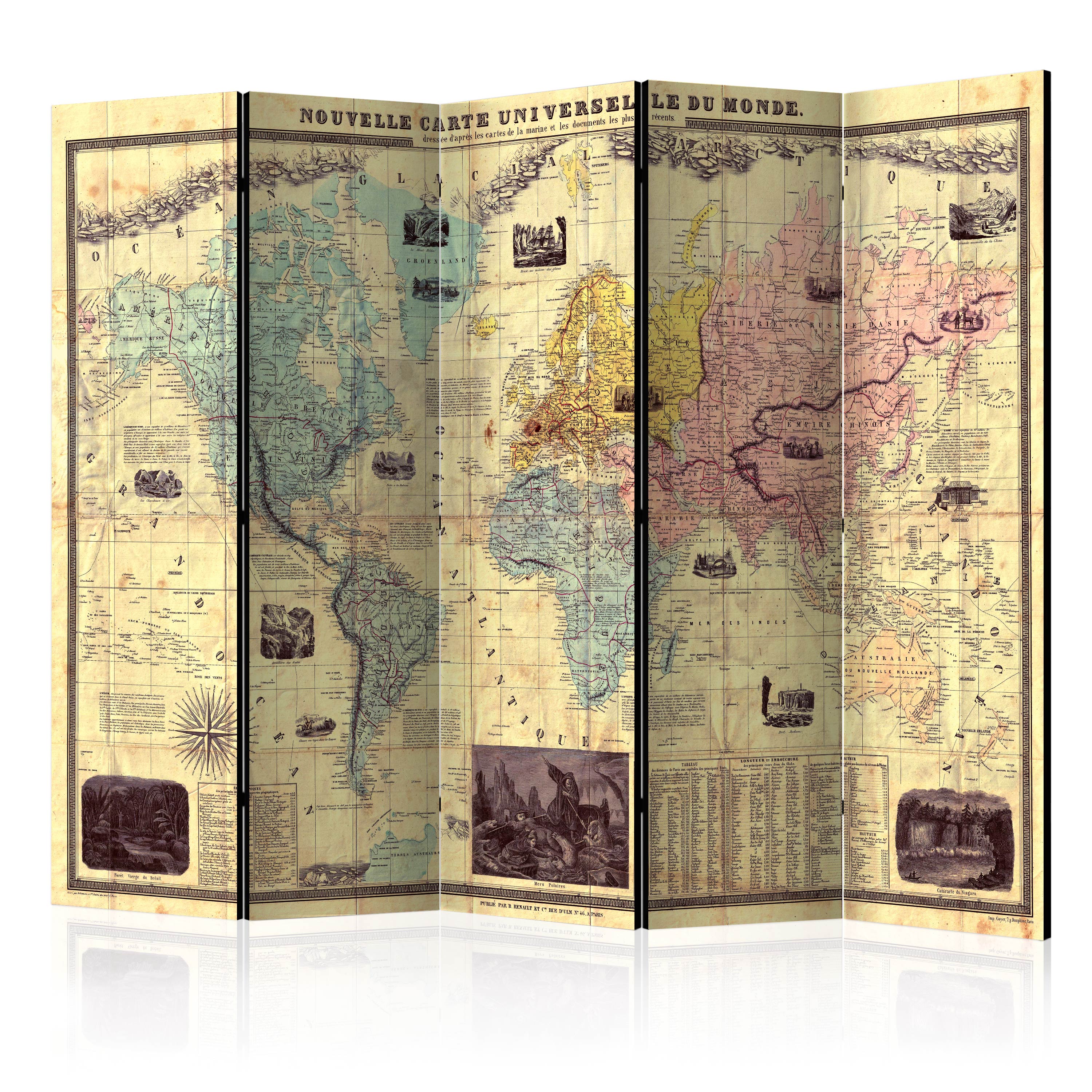 Tableau mural Carte en blanc large - Carte du monde sur texture de brique