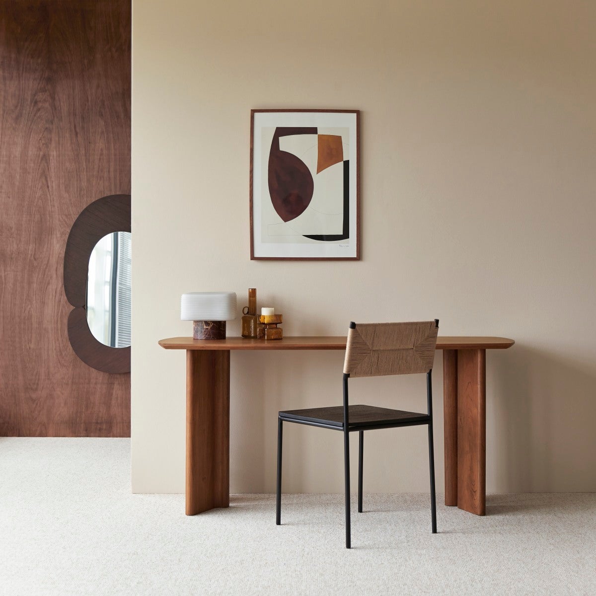 Tikamoon Scrivania in legno di acacia massello da 160 cm Suzanne