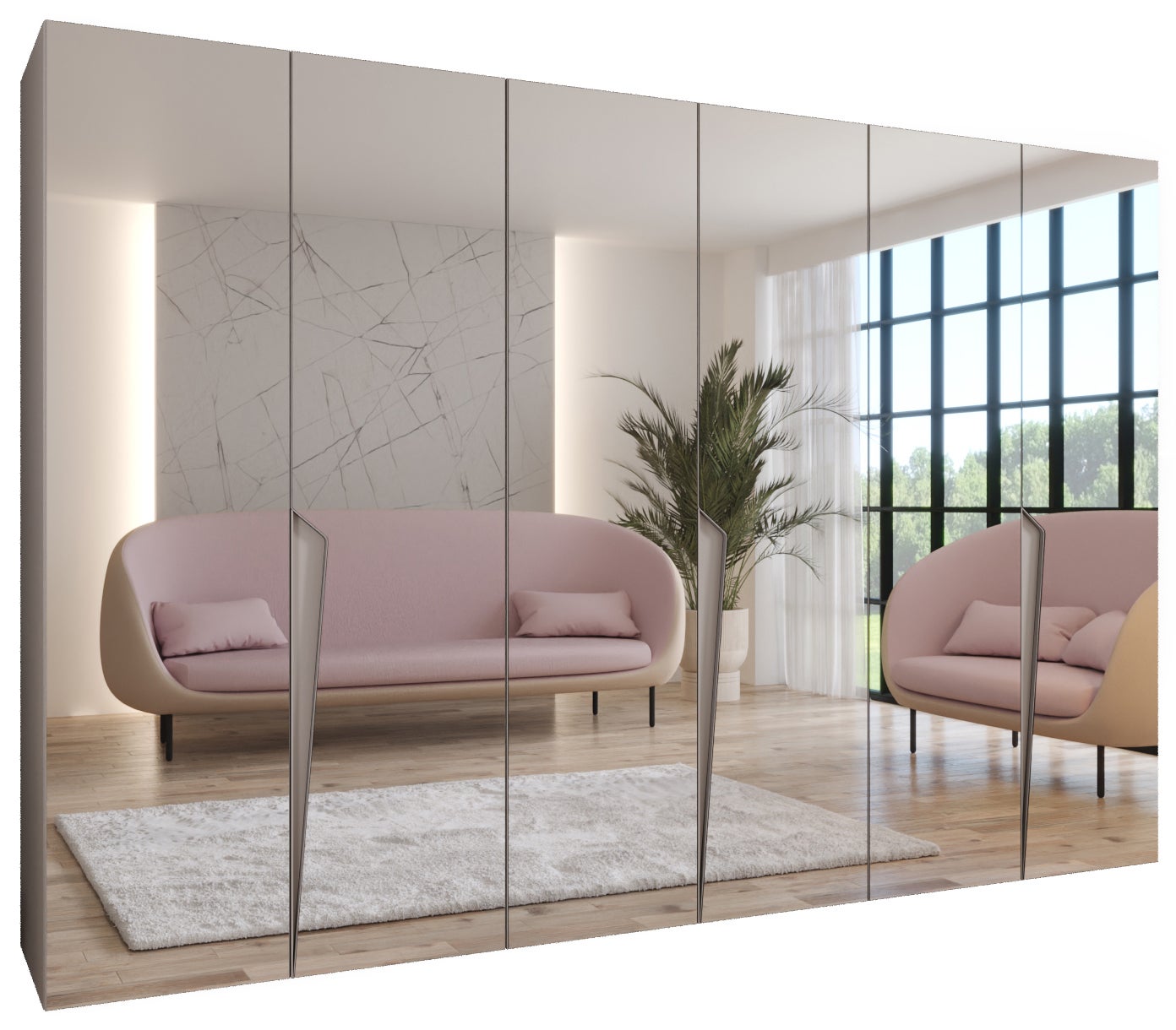 Szafa uchylna otwierana Piano 3 300 (100x3) x 52 x 202 cm kaszmir + u. Kaszmir Abiks Meble