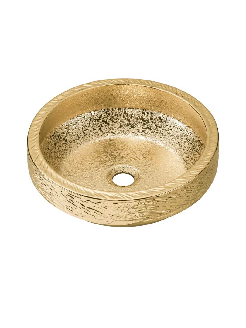 Umywalka nablatowa Uptrend CELIA okrągła złoty połysk, z ozdobną fakturą strukturalną 1 szt.