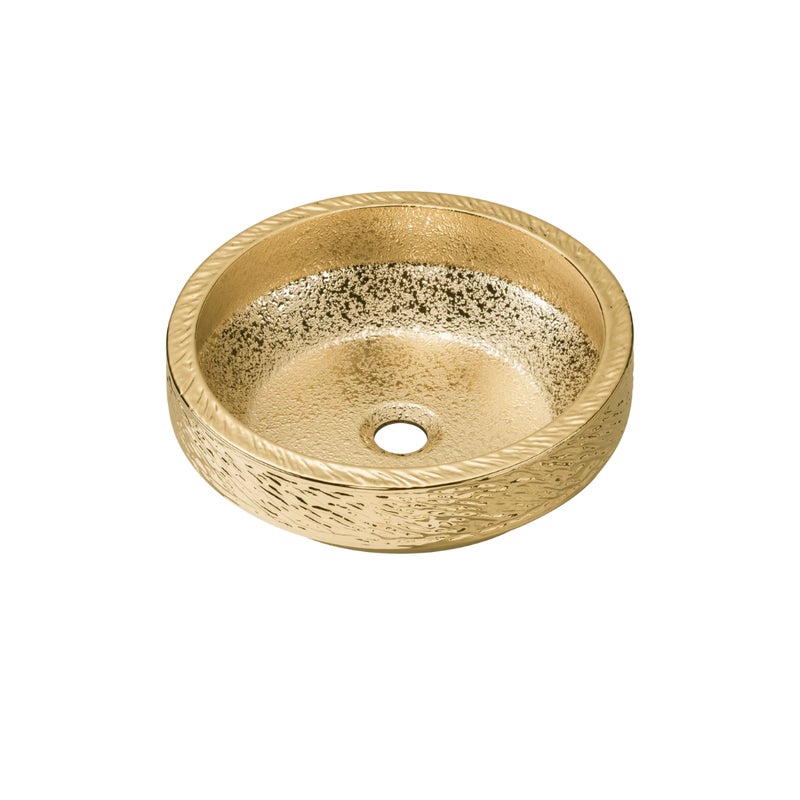 Umywalka nablatowa Uptrend CELIA okrągła złoty połysk, z ozdobną fakturą strukturalną 1 szt.