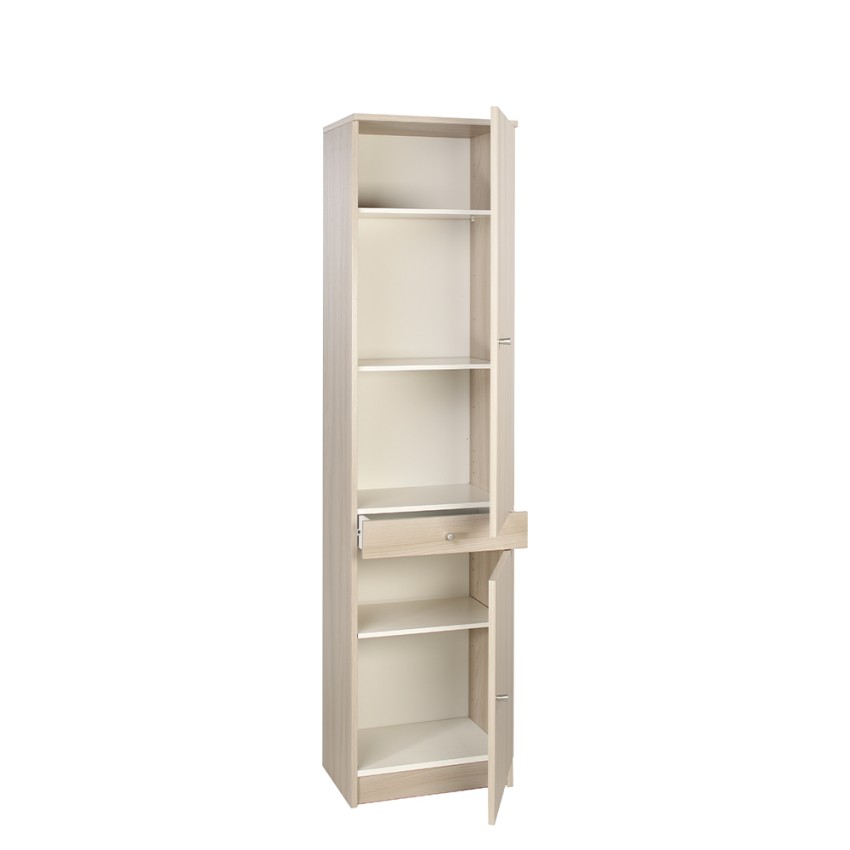 Armoire colonne meuble polyvalent 2 portes tiroirs 3 étagères Half - 4