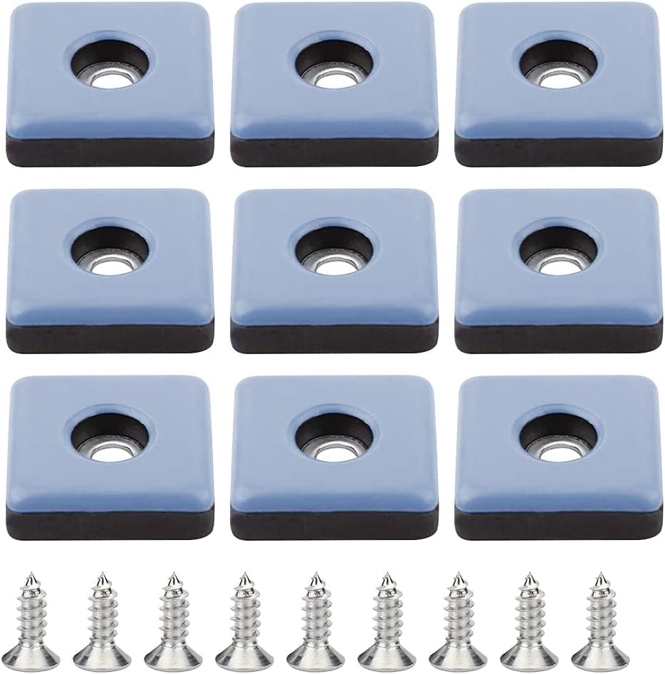 Zestaw 24 teflonowych ślizgaczy meblowych, 25 mm nogi do krzeseł ze śrubami, podkładki pod krzesła z teflonu PTFE, kwadratowe wkręcane nóżki do krzese