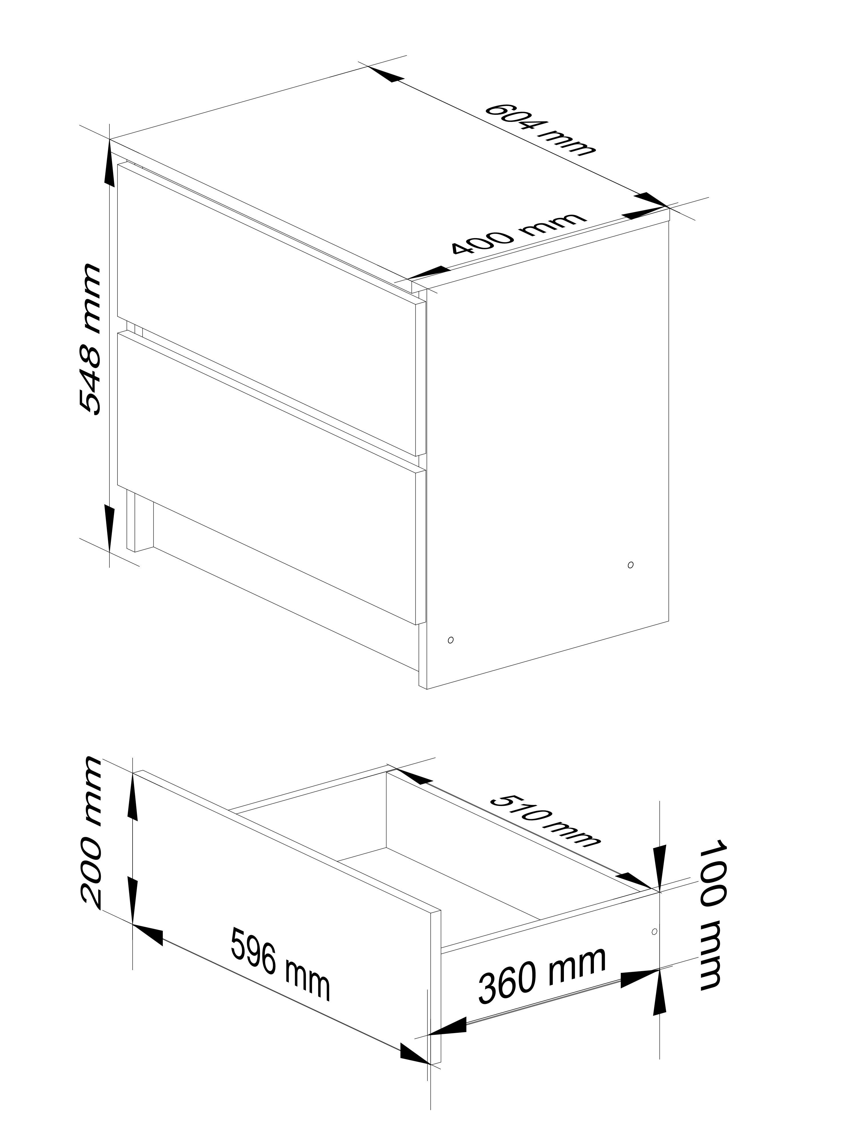 Table de chevet AKORD K60 Chêne Artisan 60 cm 2 tiroirs façade Chêne Artisan 60x40x55 cm - 3
