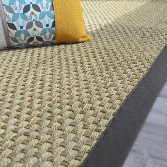 Tapis Jonc De Mer Paro Fin Natt 4x4 Ganse Coton Anthracite 250 X tapis-jonc-de-mer-paro-fin-natt-4x4-ganse-coton-anthracite-250-x