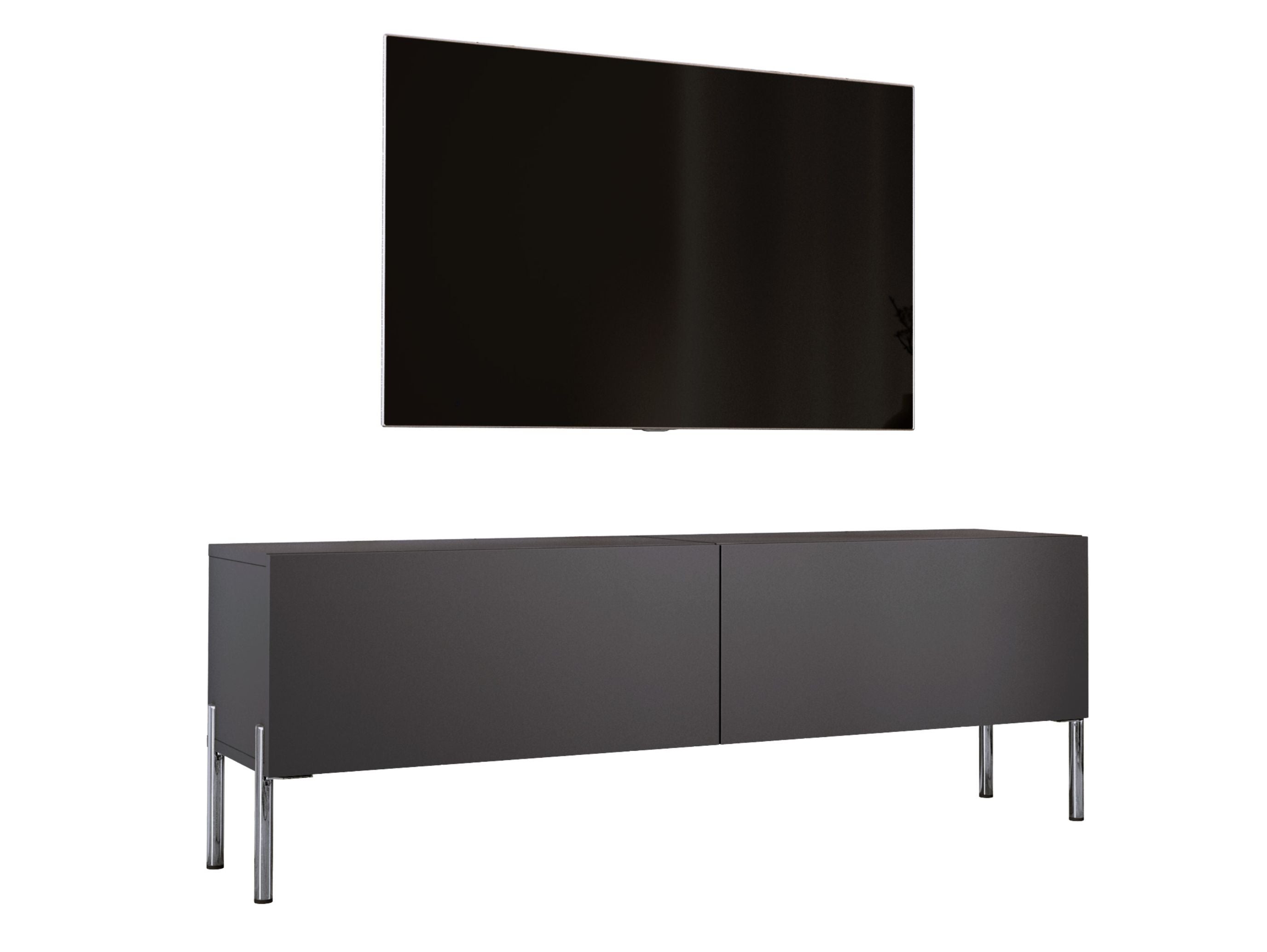 Szafka RTV : Antracyt, nogi chrom, 140 x 32 x 52 cm