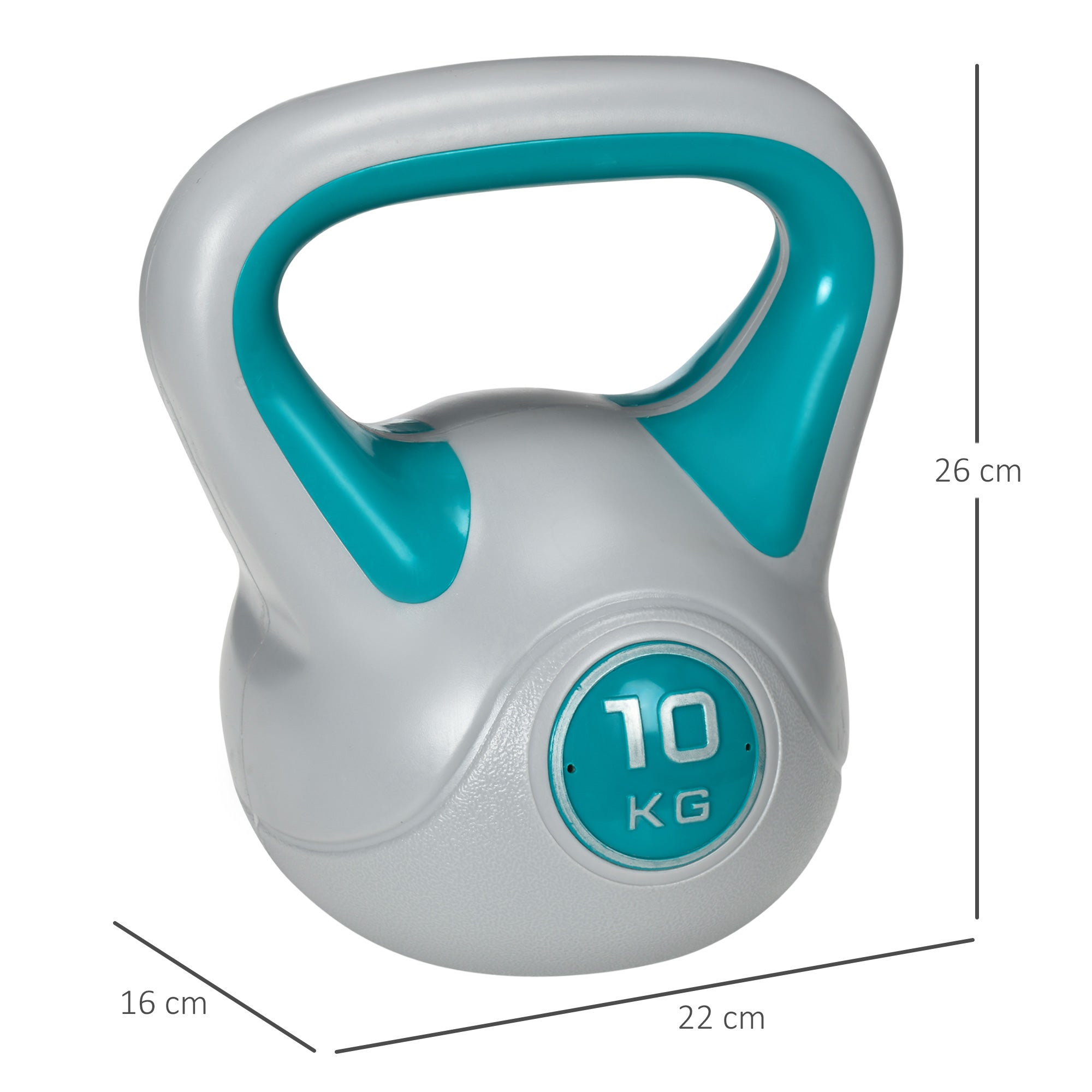 Kettlebell SPORTNOW Azul e Cinza PU e Areia 22x16x26cm - 3