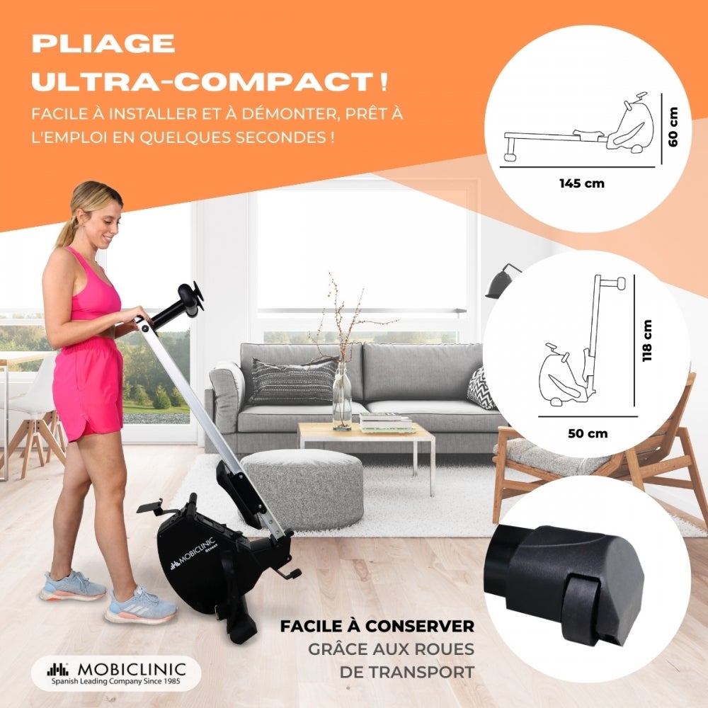 Máquina de remo dobrável 6 kg 8 níveis de resistência Max120 kg Preto RowFit - 9