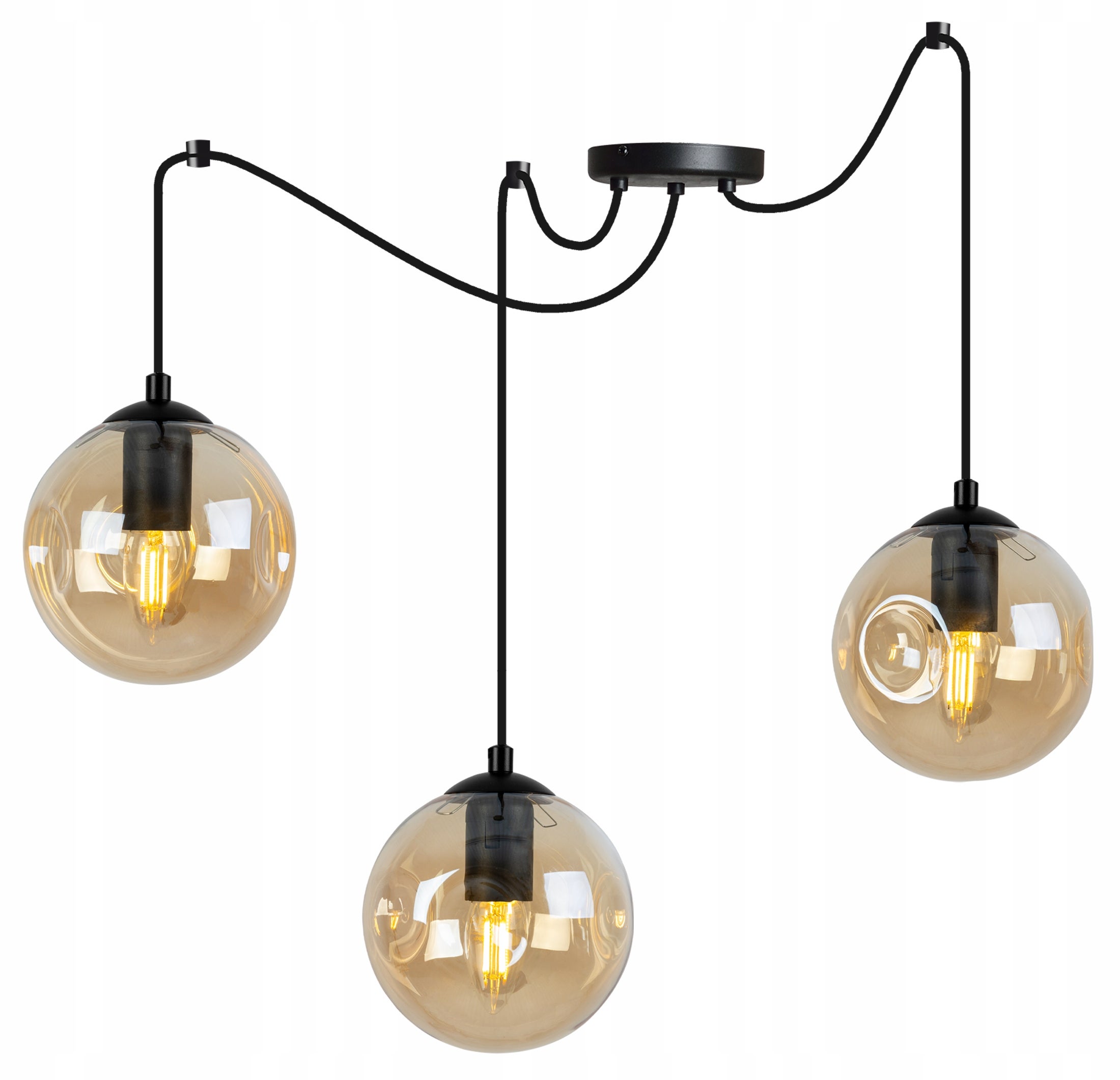 Lampa sufitowa wisząca Spider Monako boho 3xE27 abażur kula miedziana Light Home LH