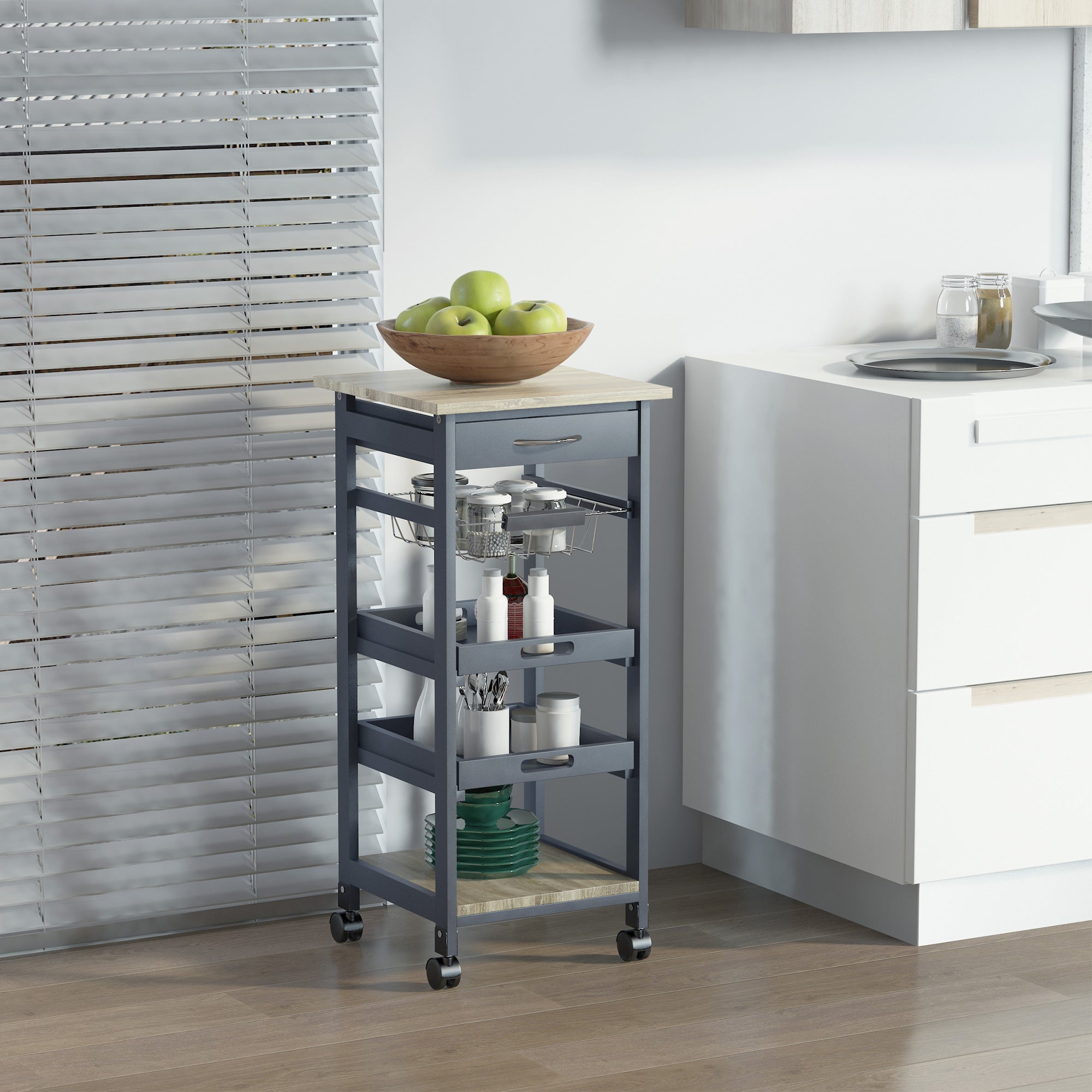 Royal Catering RCSW 3.1G Chariot De Service Roulant en INOX Desserte Débarrassage Vaisselle Cuisine Restaurant Cantine Restauration (300 kg Max., 3 Plateaux de 89,5 x 49,5 cm, espacés 280 mm