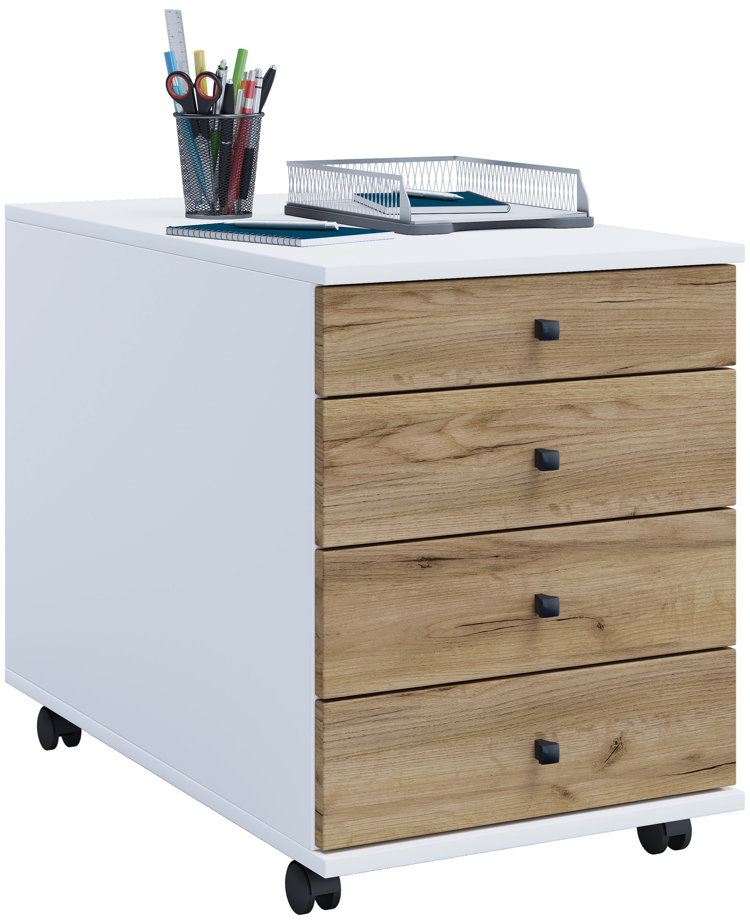 Kontener rolowania Lona Biały / Dąb miodowy W. 57 x S. 42 x G. 75 cm