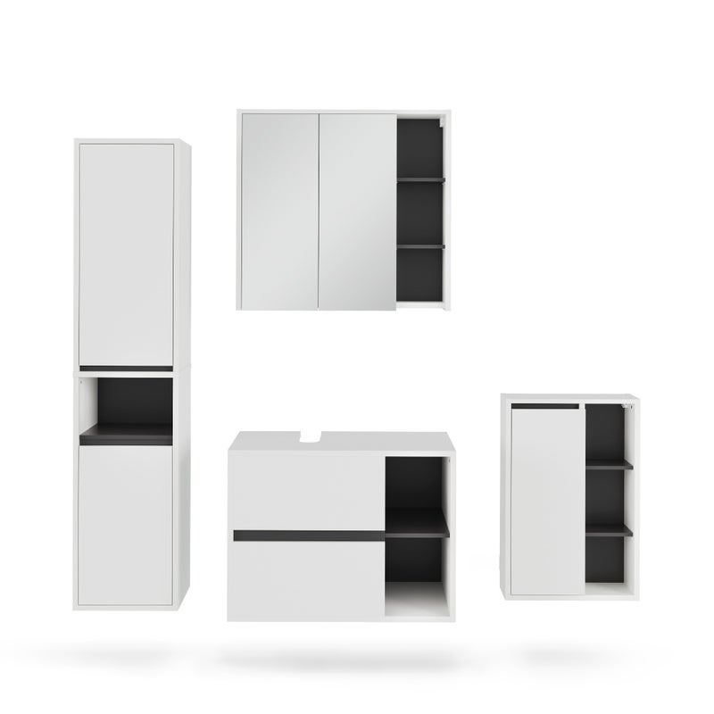 Vicco Zestaw mebli łazienkowych Viola, Biały/szary, 4 części