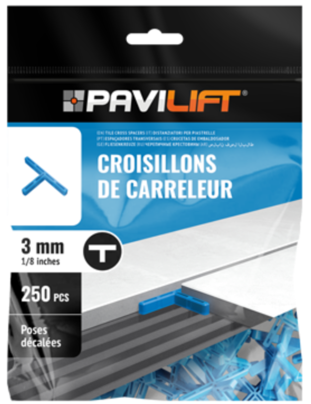 250 Croisillons Carrelage En T 2mm Sidamo - Pour Pose Carreaux
