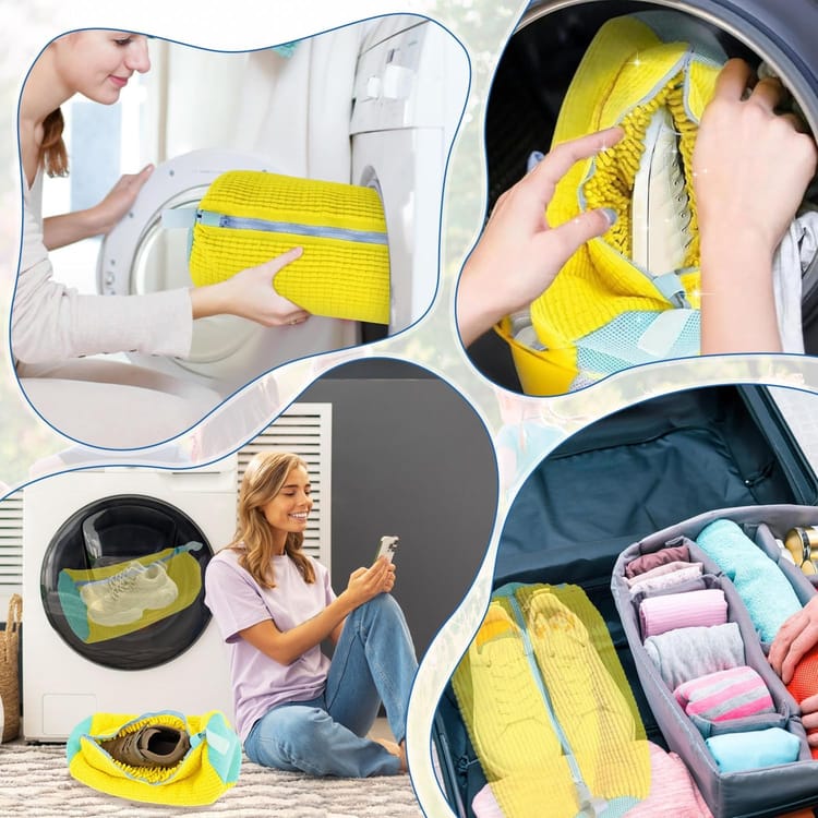 Lot de 2 sacs de lavage pour chaussures, sacs à linge réutilisables, sacs de lavage pour chaussures en machine - 5