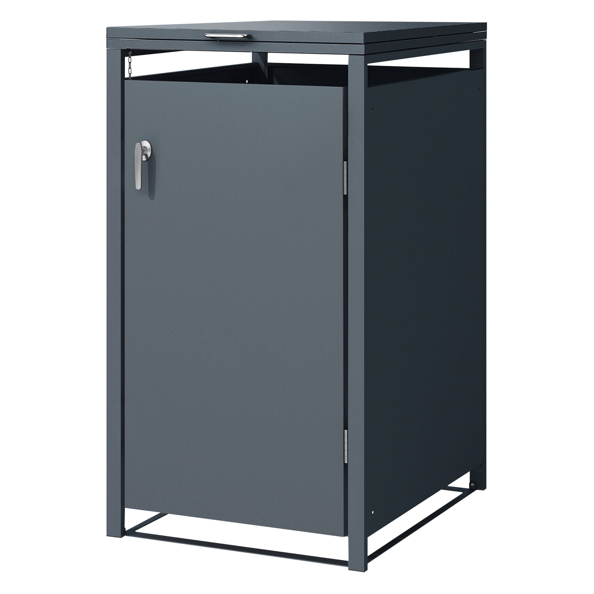 ML-Design pojemnik na śmieci na 1 sztukę 240 L 68x80x116,3 cm antracytowy stalowy zamykany z pokrywą i drzwiczkami na zawiasach odporny na warunki