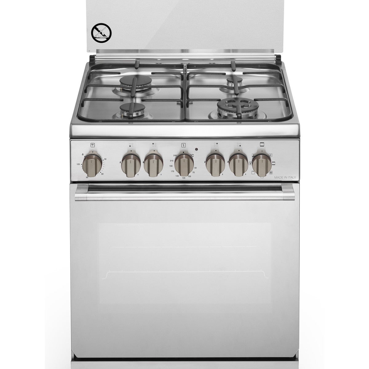 Cucina Gas BOMBO 643 MJN – 4 Fuochi, Forno Elettrico, 60x60 Cm, Crema, Con Tripla Corona E Cristallo Fumé - Foto 1