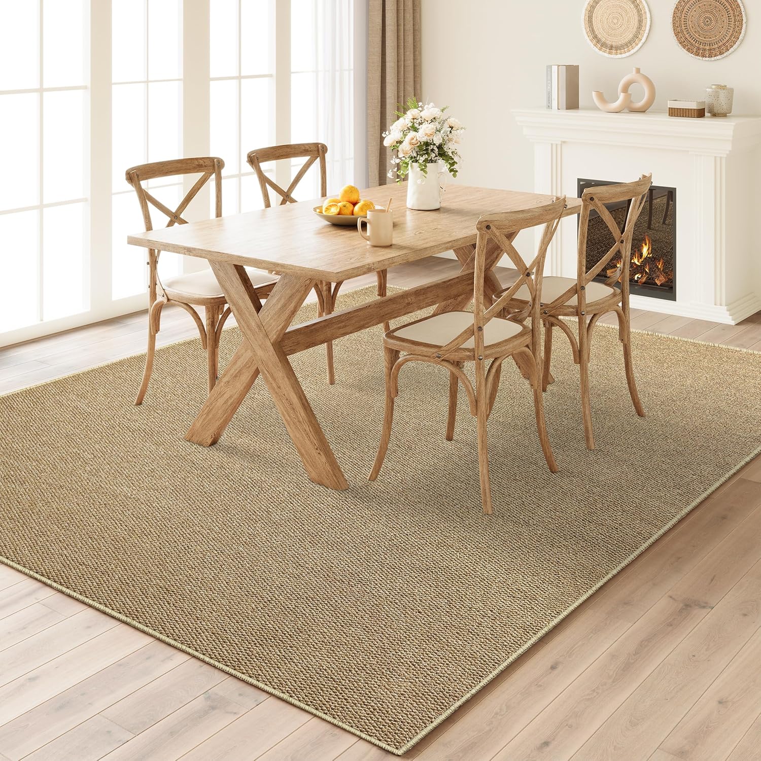 Tapete antiderrapante imitando o sisal, tapete lavável e amigável com animais, tapete durável e resistente a arranhões, para sala, quarto（60*90） - 3