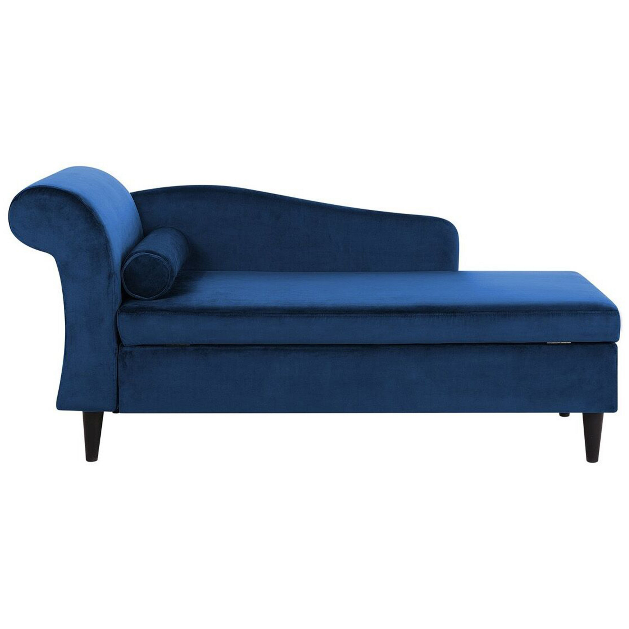Chaise longue côté gauche LATTES Velours Bleu paon