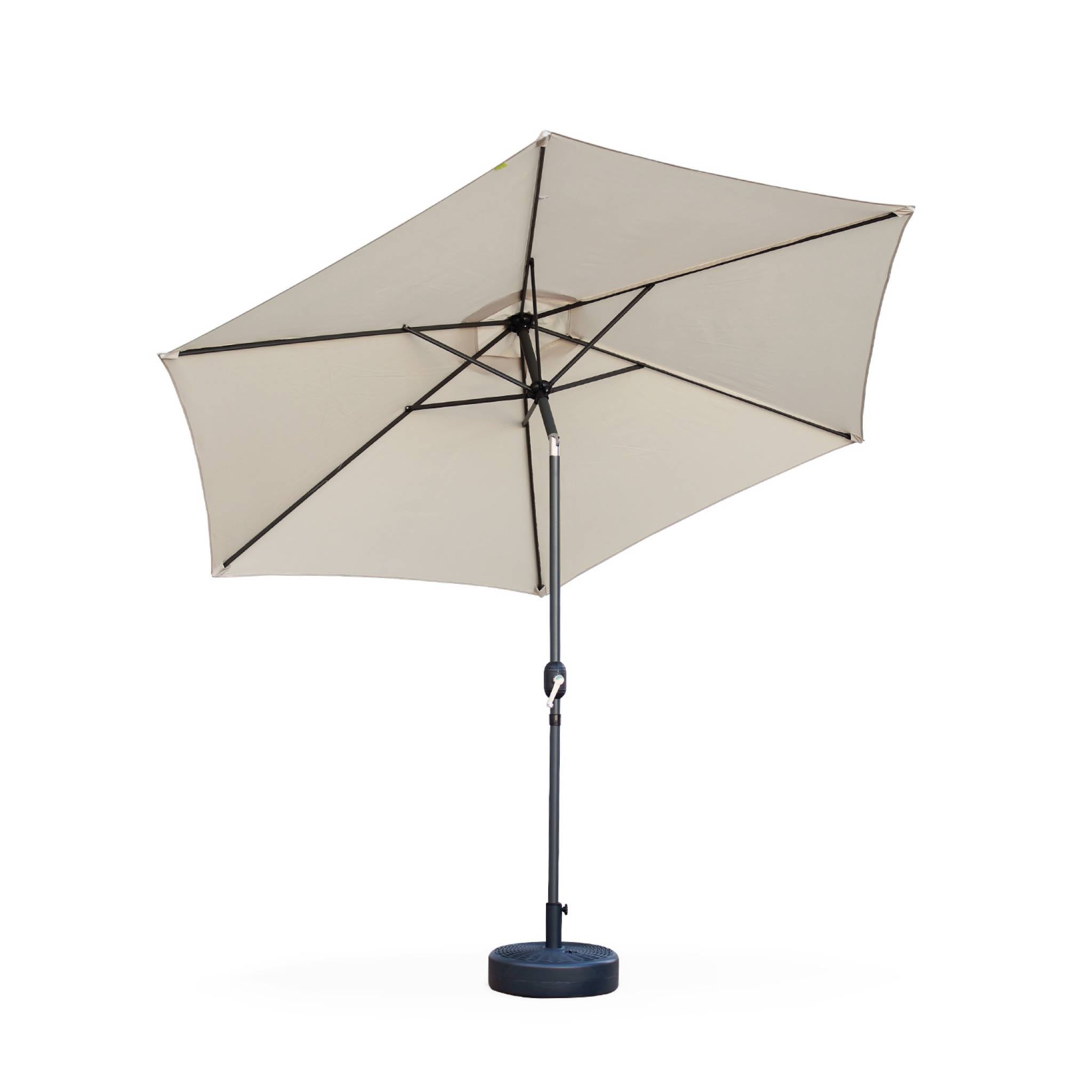 Parasol droit rond Ø300cm - Touquet Sable - mât central en aluminium orientable et manivelle d'ouverture TOUQUET - 5
