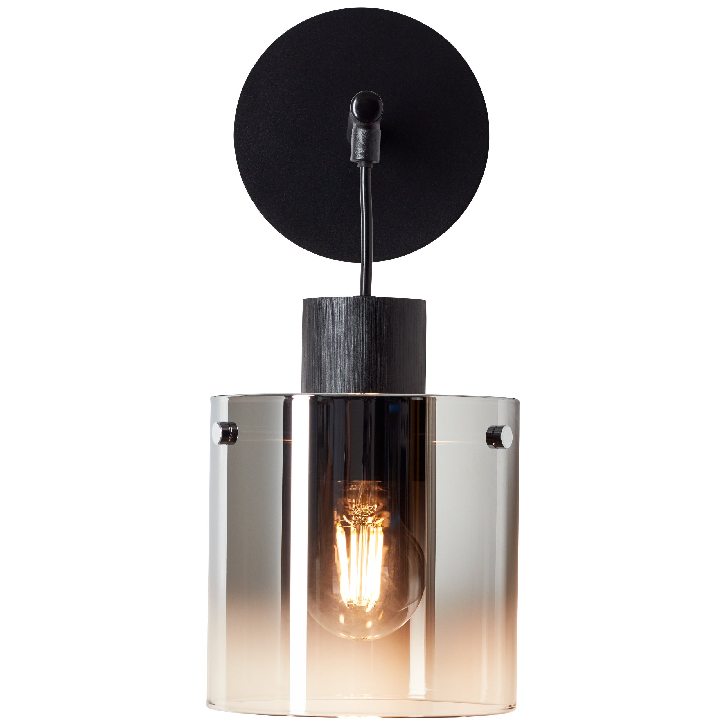 Brilliant lampa ścienna Simonis czarny/dymione szkło czarne aluminium 1x A60, E27, 52 W - 3