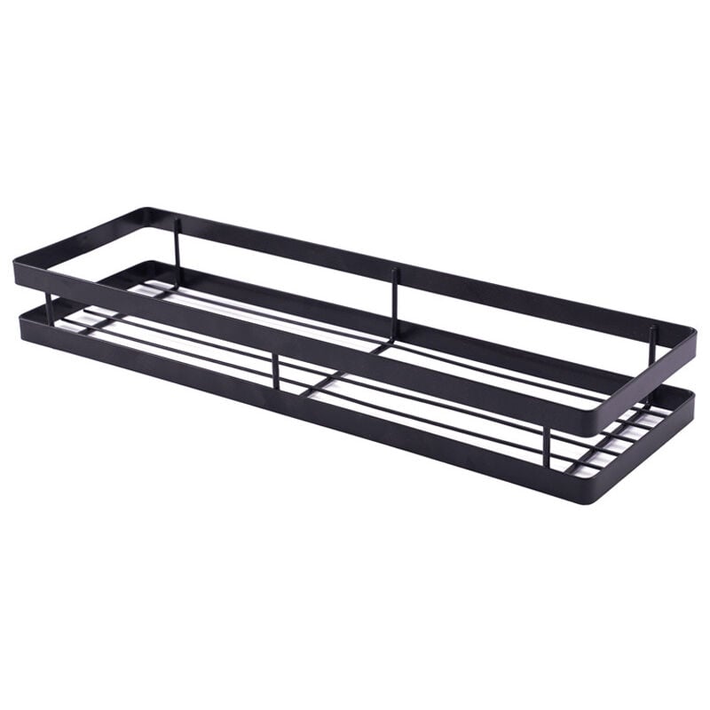 Mensola Magnetica Per Stufa - Portaspezie In Silicone 76 Cm, Nero, Con Adesivi Metallici