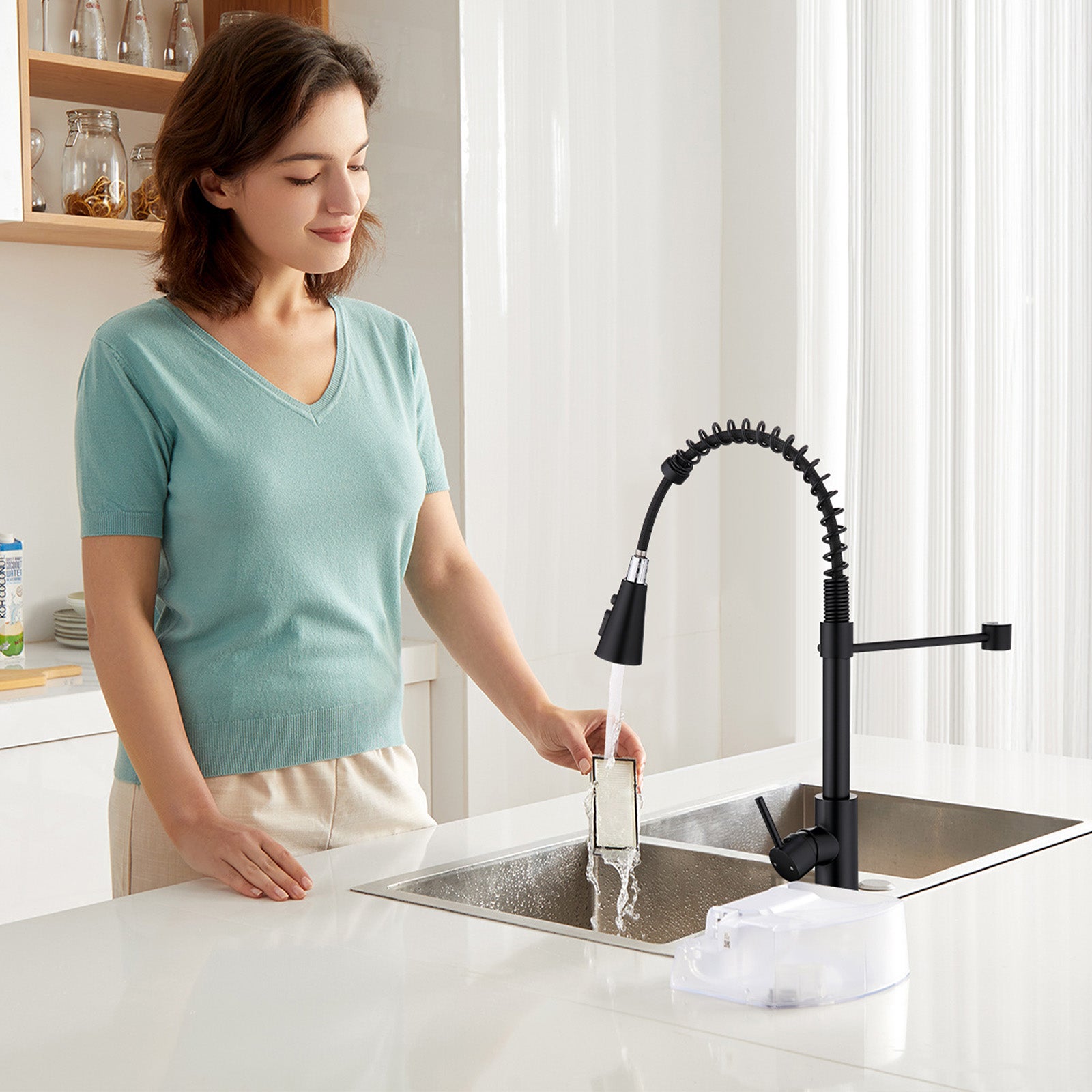 Miscelatore da cucina con molla di spruzzo Rubinetto da cucina Rubinetti da cucina Rubinetto per lavello con rotazione a 360° 4 getti Scelta di - 8