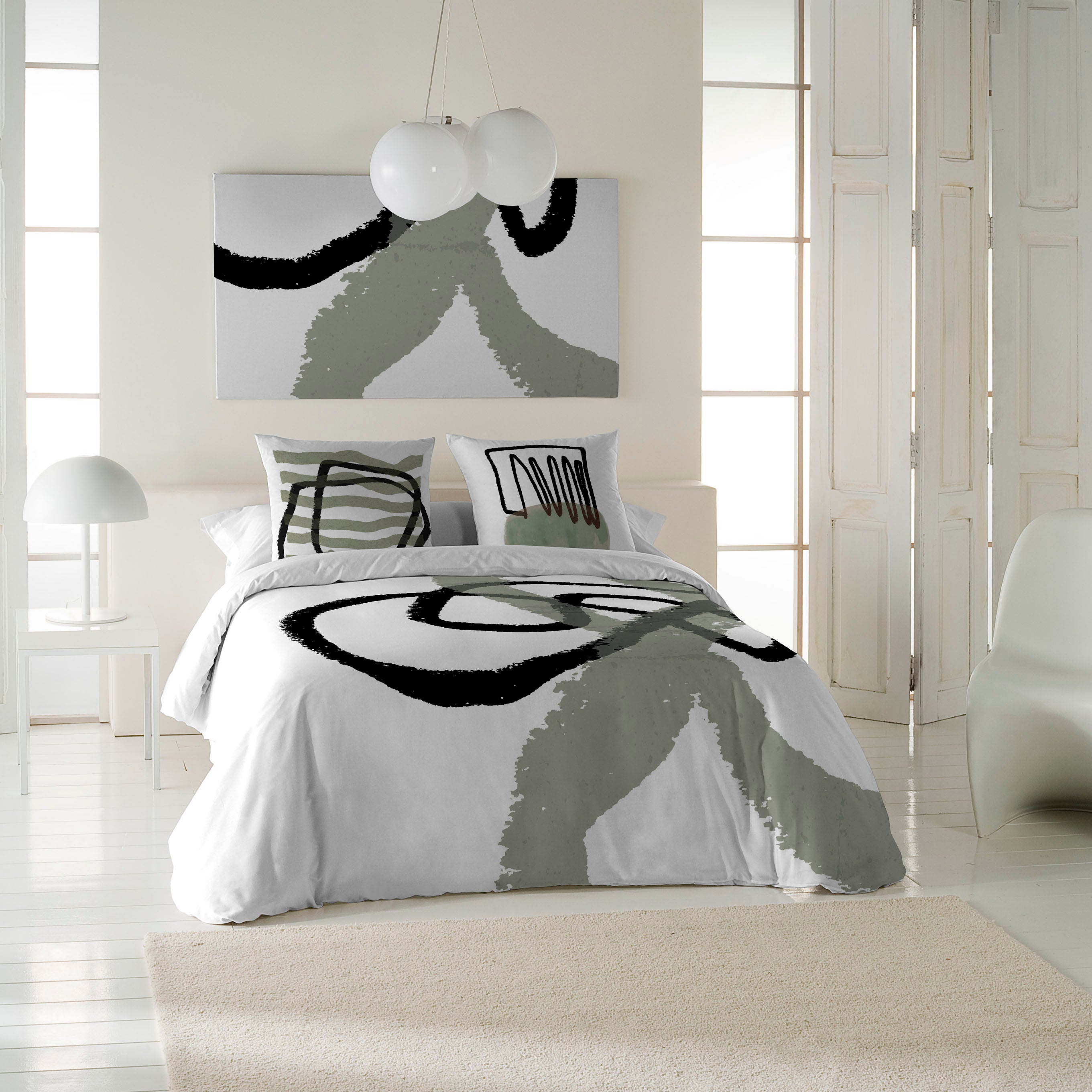 Icehome - funda nórdica estampada cama 135 - algodón extrasuave - incluye 1 o 2 fundas de almohada - trazos