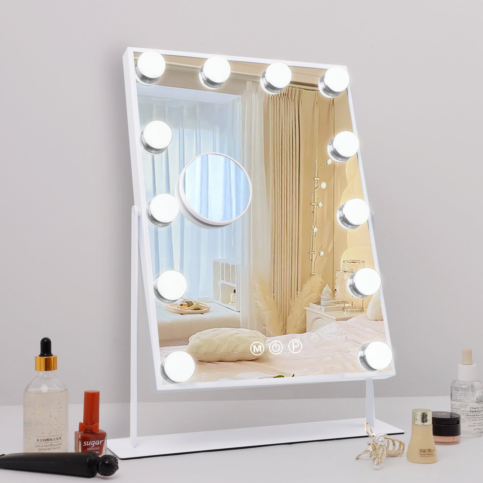 Lustro kosmetyczne Hollywood z oświetleniem LED do toaletki - 30 x 41 cm