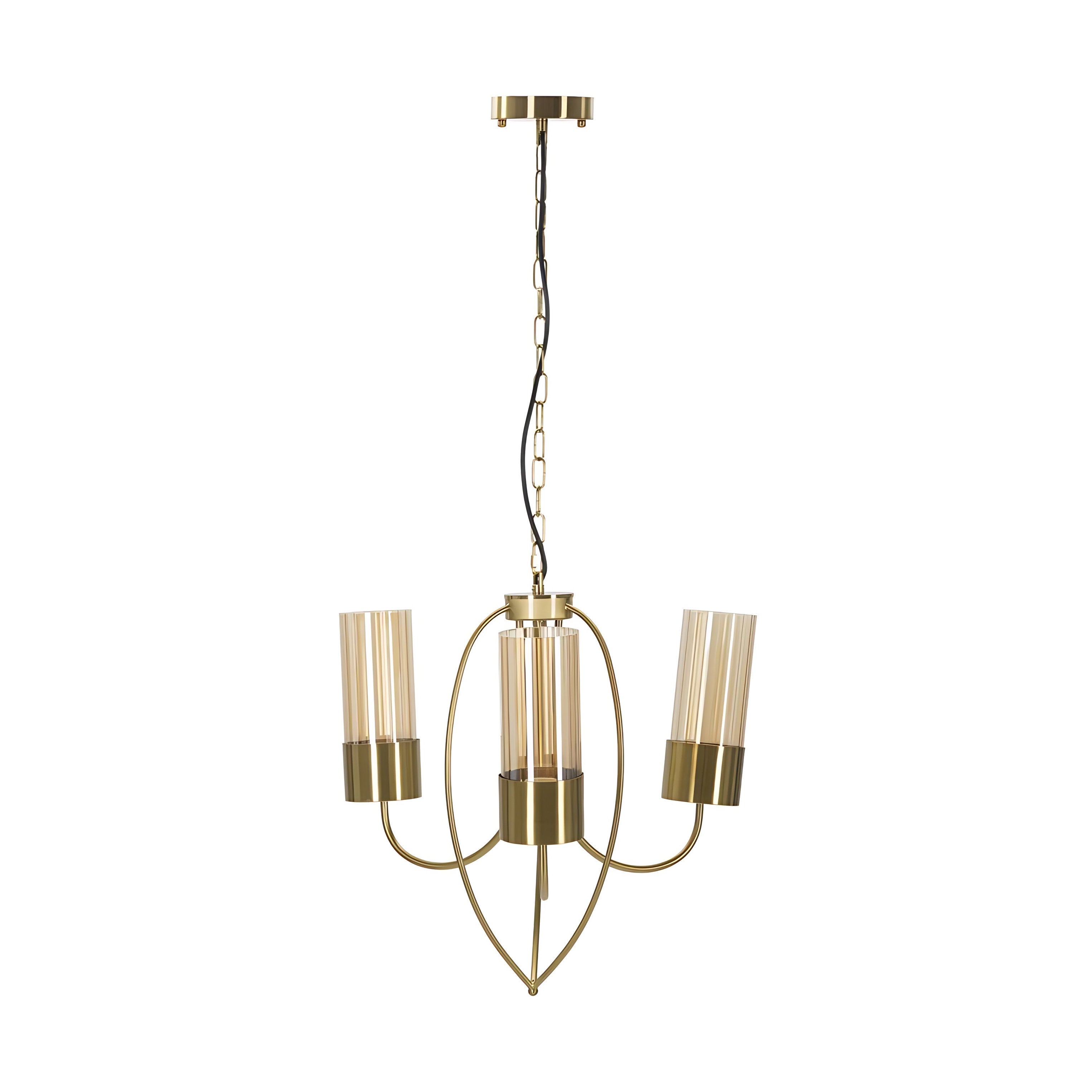 Candelabru Versailles cu 3 becuri Ø 60 x 103 cm - pandantiv plin de farmec din fier negru si sticla - priza E27, 220 V, design modern