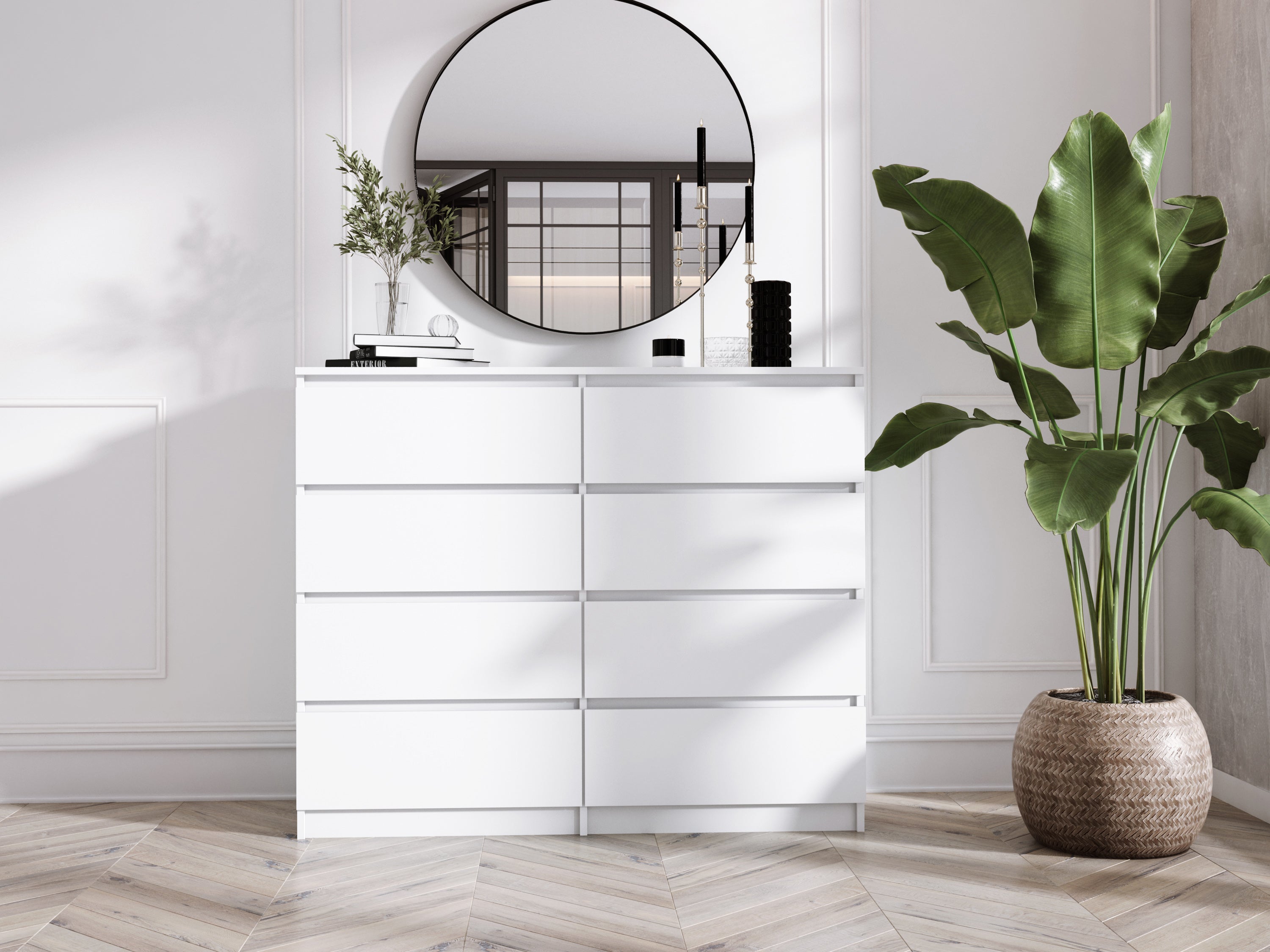 Commode 8 tiroirs : Blanc Mat, 138 x 101 x 39 cm - 2