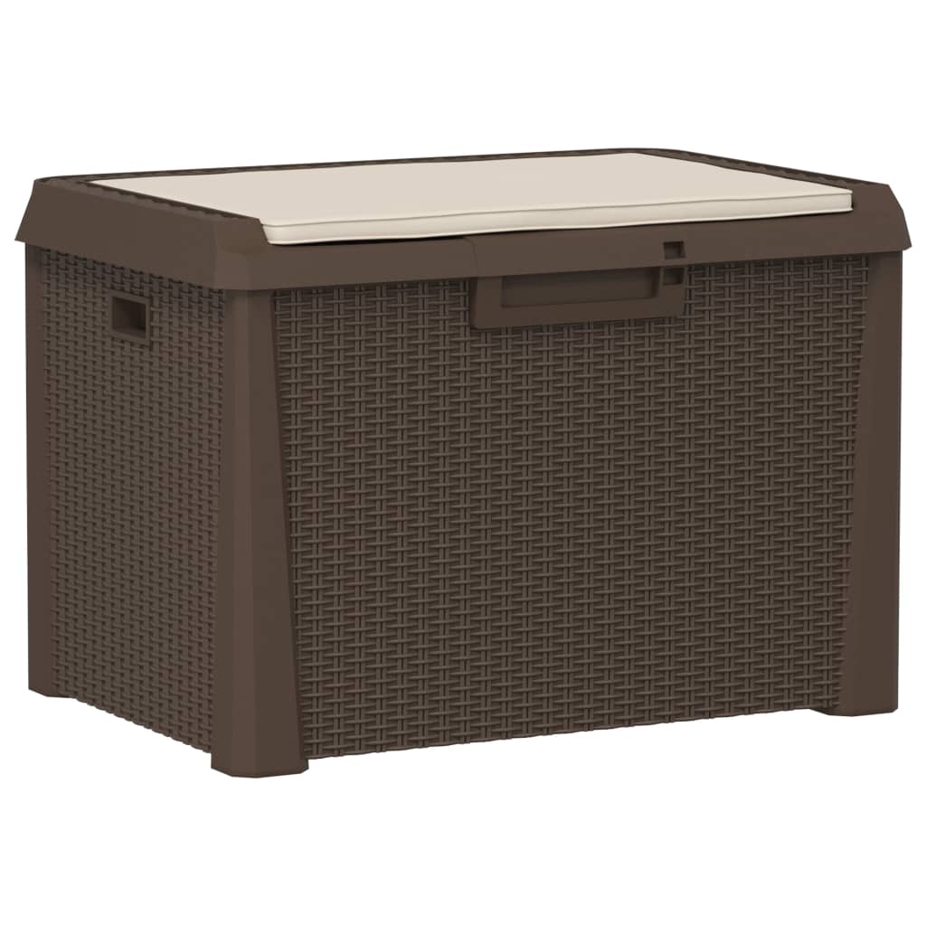 Caja de almacenaje jardín | arcón de jardín | baúl jardín con cojín de asiento pp marrón 125 l cfw387024