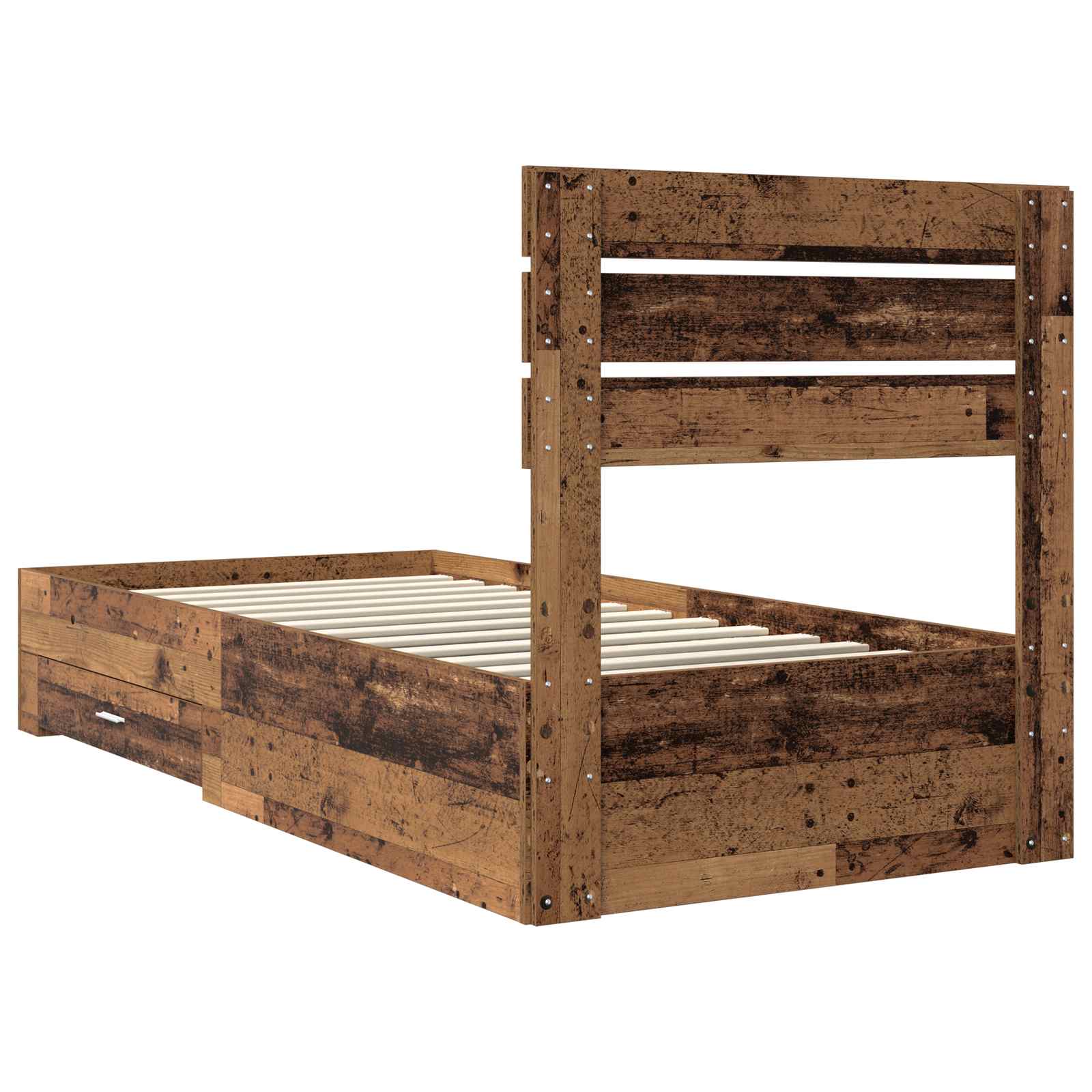 Cadre de lit bois ancien 90 x 190 cm en panneau de bois - 9