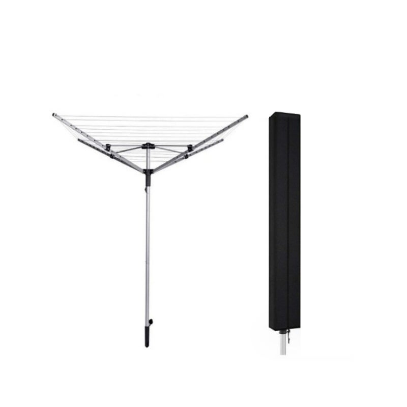 Czarny pokrowiec przeciwsłoneczny (168 x 30 x 30 cm) do suszenia ubrań na zewnątrz, pokrowiec na meble ogrodowe, z torbą do przechowywania, wykonany