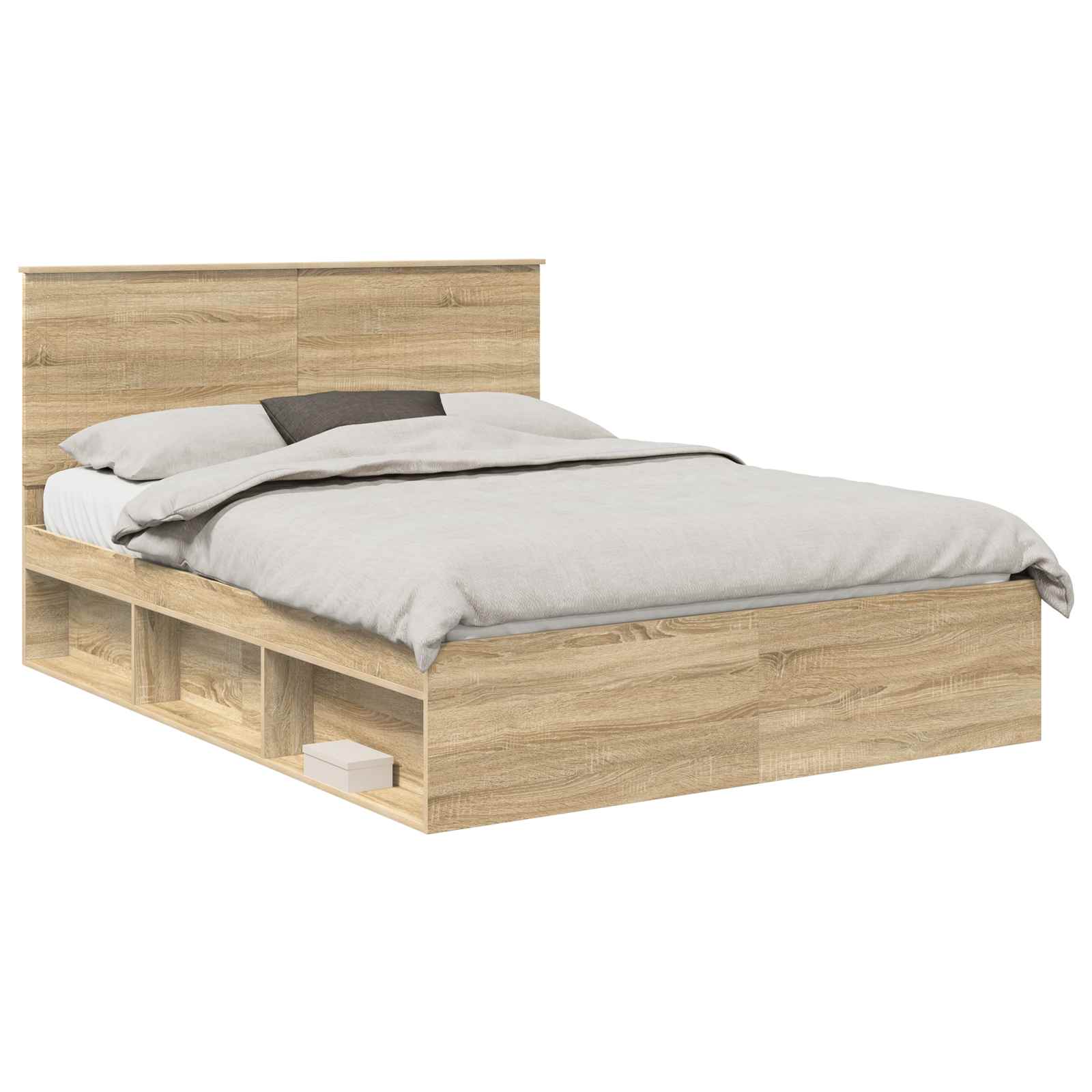 Cadre de lit chêne 150 x 200 cm bois de pin massif - 2