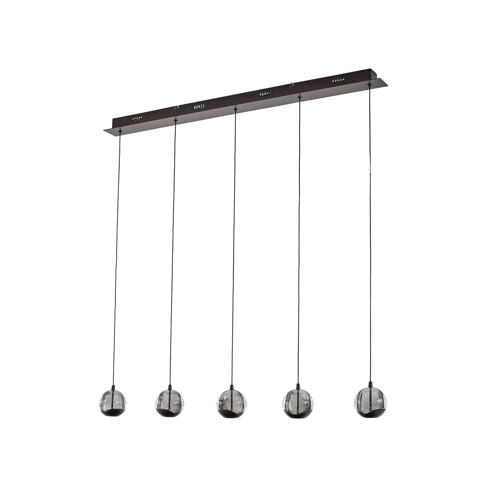 Lámpara colgante led lucande hayley, negra, 5 luces, alargada, lámpara colgante de vidrio, lámpara colgante, lámpara colgante mesa de comedor, lámpara