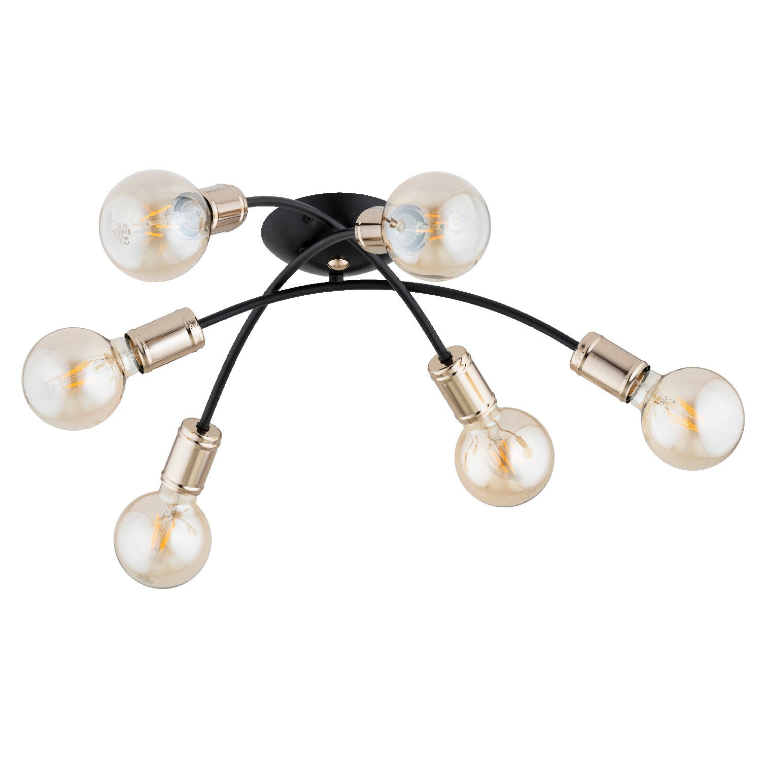 Lampa sufitowa Sedna czarno-złota 6xE27x15W wym: 16 x 52 x 52 cm metal Alfa