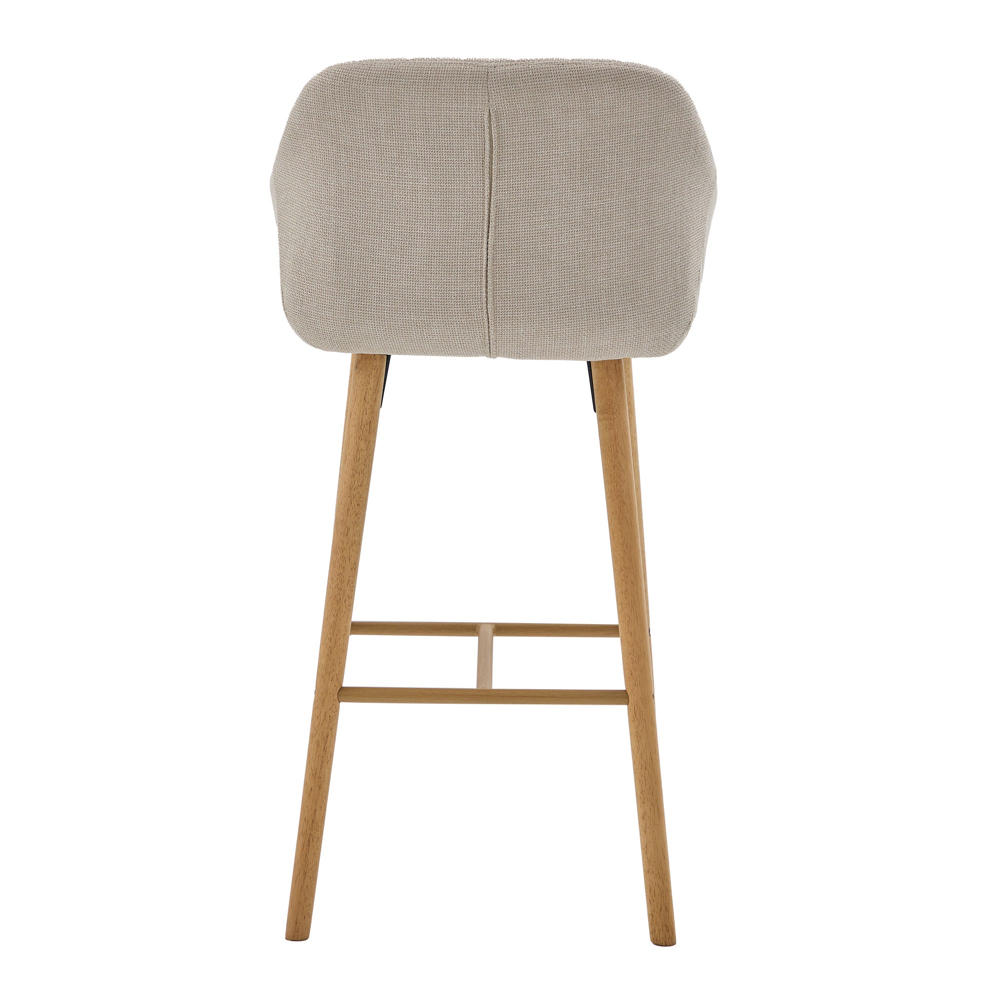 Lot de 2 tabourets de bar avec dossier haut, accoudoirs et repose-pieds en lin beige - 6