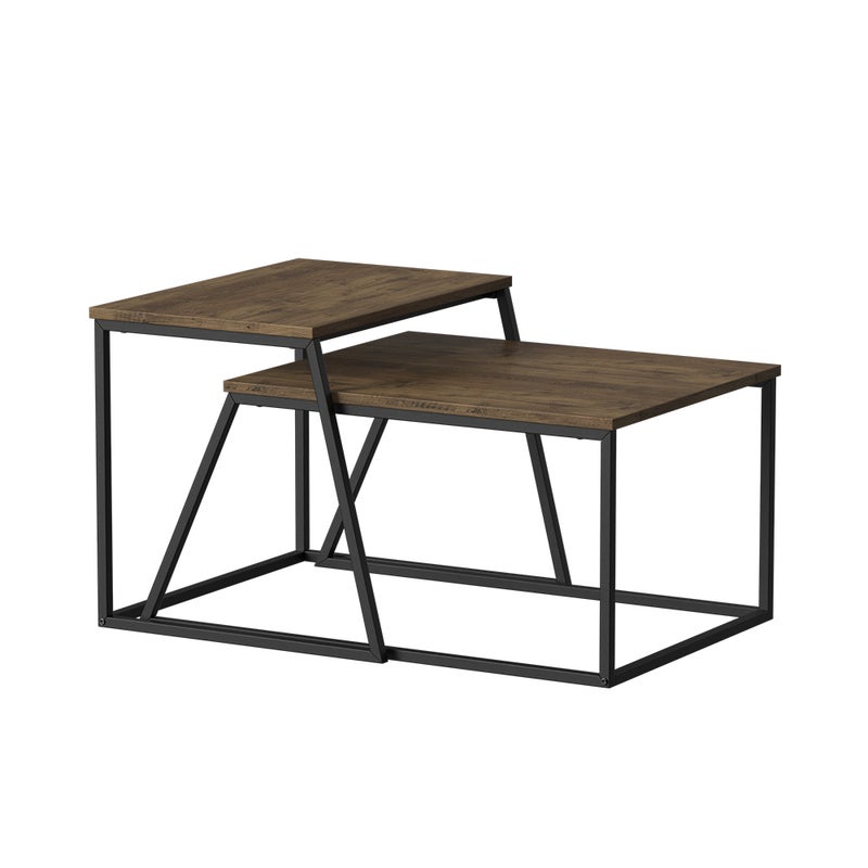 Vicco Zestaw stolików kawowych Myra, Rustykalny dąb/czarny, 60 x 50 cm 2 części