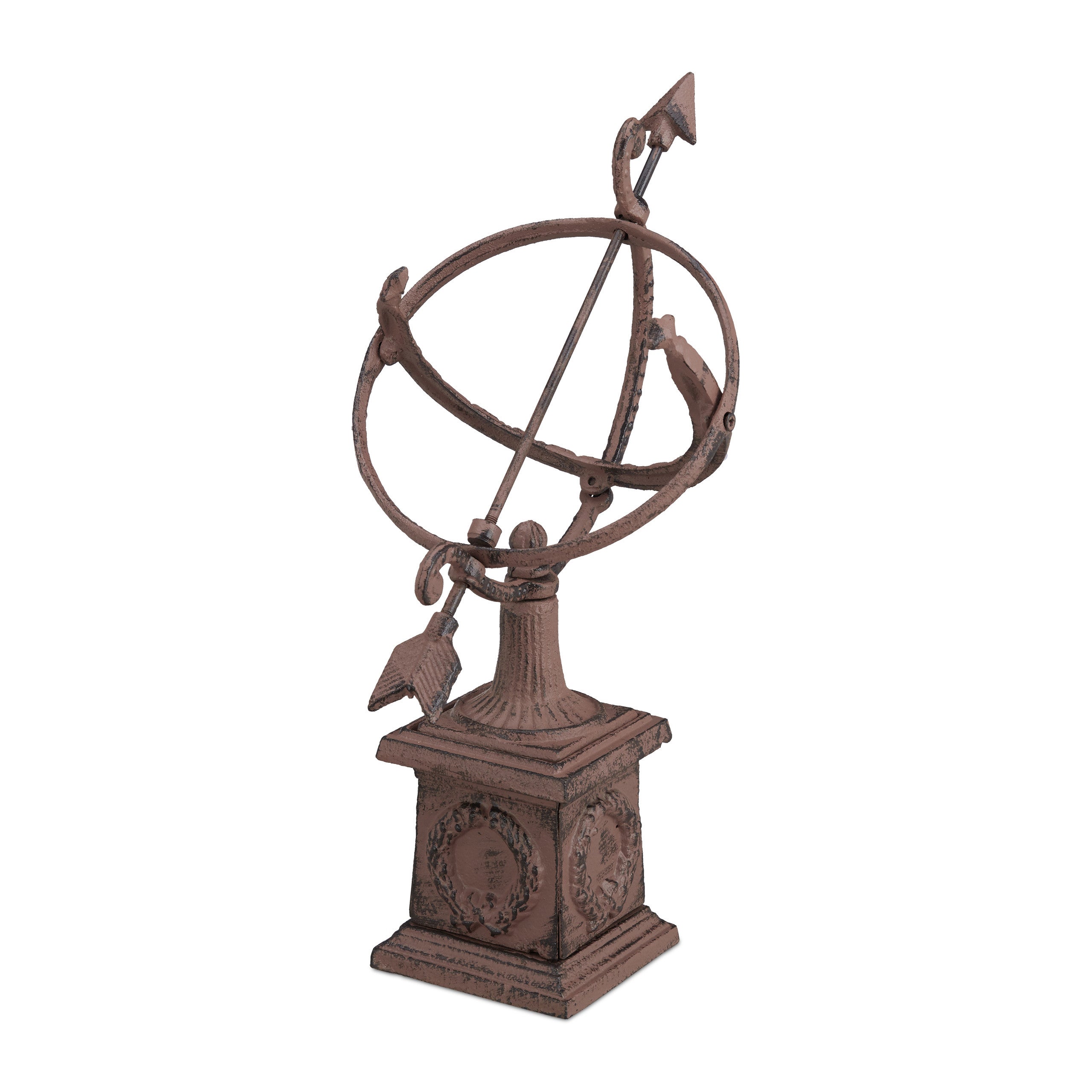 Relaxdays Cadran Solaire, Design Antique, Décoration De Jardin Resistant Fixage Au Sol 42cm Fonte Marron 85055764