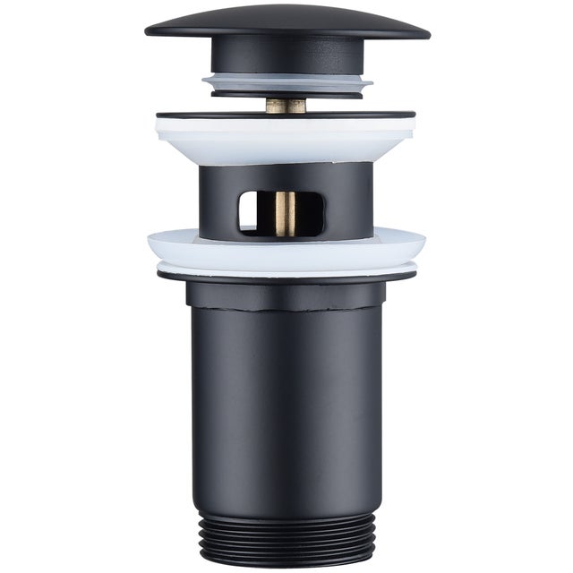Bonde de Lavabo Bonde Pop-up avec Trop-plein Automatique Universelle Vidage pour Vasque et Lavabo Équipé Panier-filtre, Noir