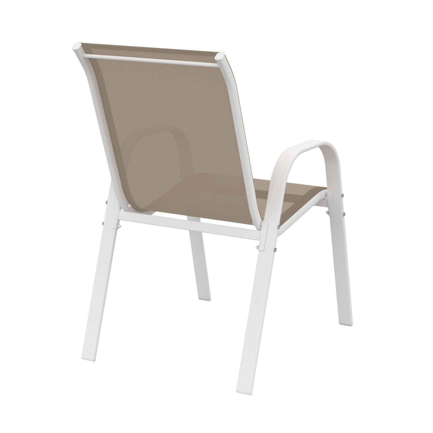 Lot de 6 chaises de jardin LYMA métal et textilène empilables blanc et beige - 5