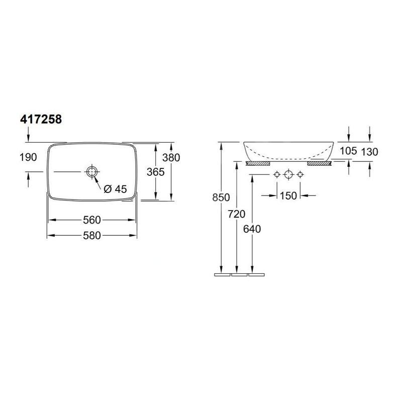 Villeroy & Boch Artis - Vasque, 580x380 mm, Powder 417258BCT0 - 2