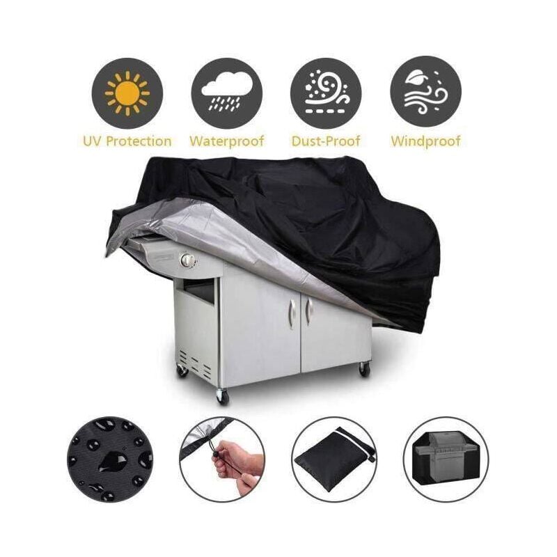 Pokrowiec na grill 80x66x100cm Czarny pokrowiec ochronny Pokrowiec ochronny na grill zewnętrzny Pokrowiec na grilla