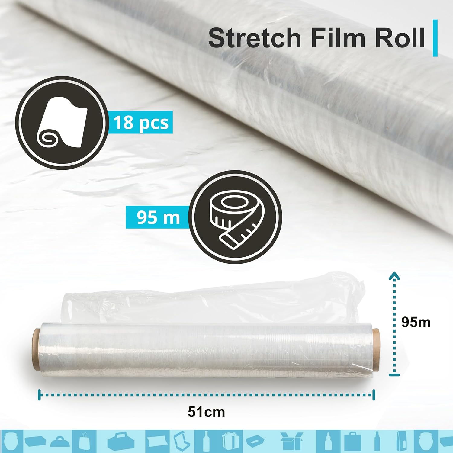 Set 5 Rotoli Pellicola Estensibile Trasparente 10 Cm X 150 M – 5 Strati 23 My, Made In Italy, Per Imballaggio, Traslochi E Protezione Pallet
