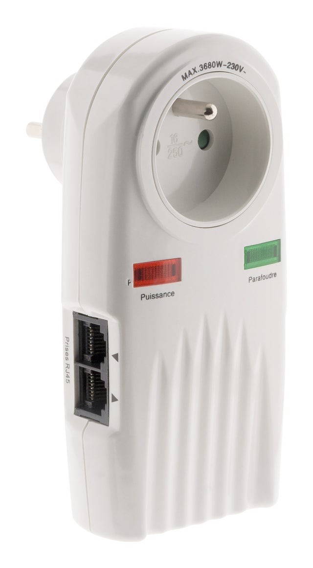 Prise parafoudre téléphone + TV SAT Ø9,52mm - Zenitech