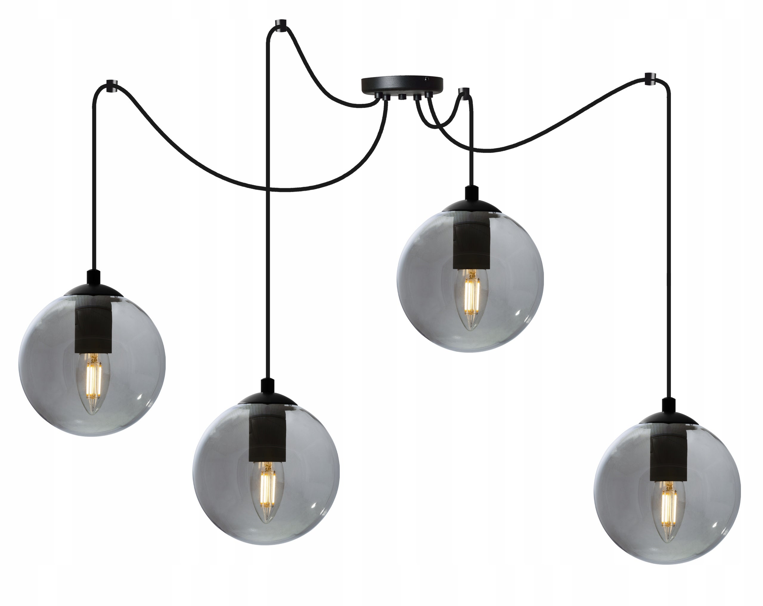 Lampa sufitowa wisząca Spider Paris boho 4xE27 abażur kula grafitowa Light Home LH